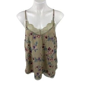 La Miel Women Large Camisole Top Olive Green Floral Hyped Unicorn NWT